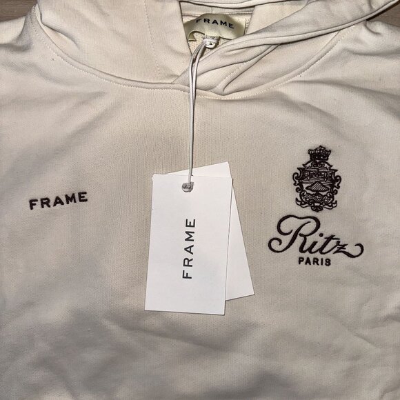 FRAME The Ritz Paris Cream 100% Cotton Hoodie Unisex Men's Womens X-Small - Picture 4 of 8